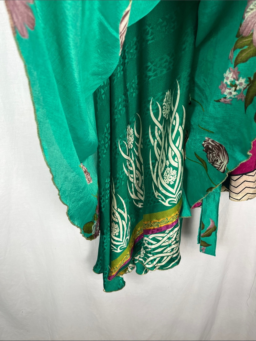Bundle of 2 Boho Magic Wrap Skirts: Abstract Floral and Green Floral Sequin - Picture 2 of 9